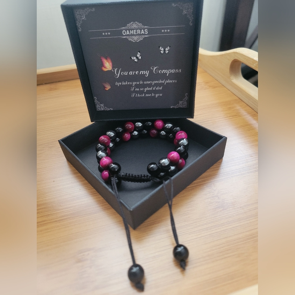 Natural Tiger Eye Black Obsidian and Hematite 8mm Stone Bracelet